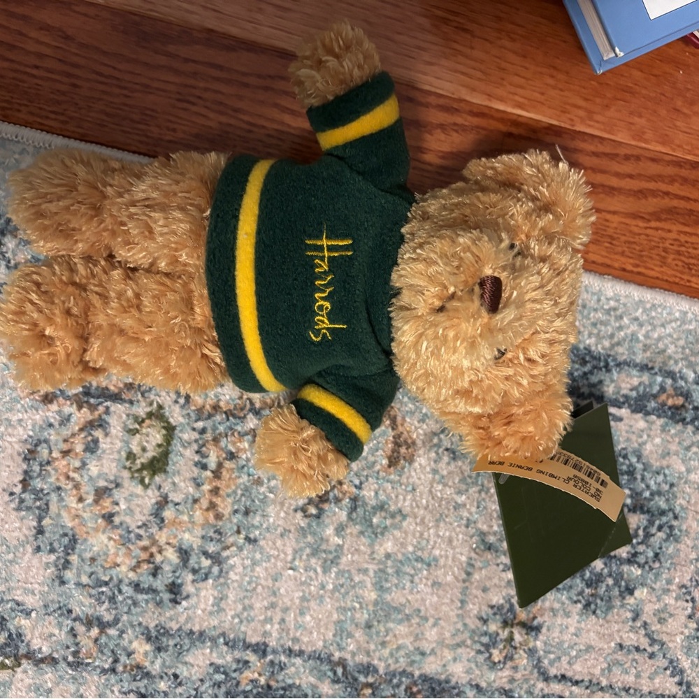 Harrods Plush Bear in Green and Yellow Attire